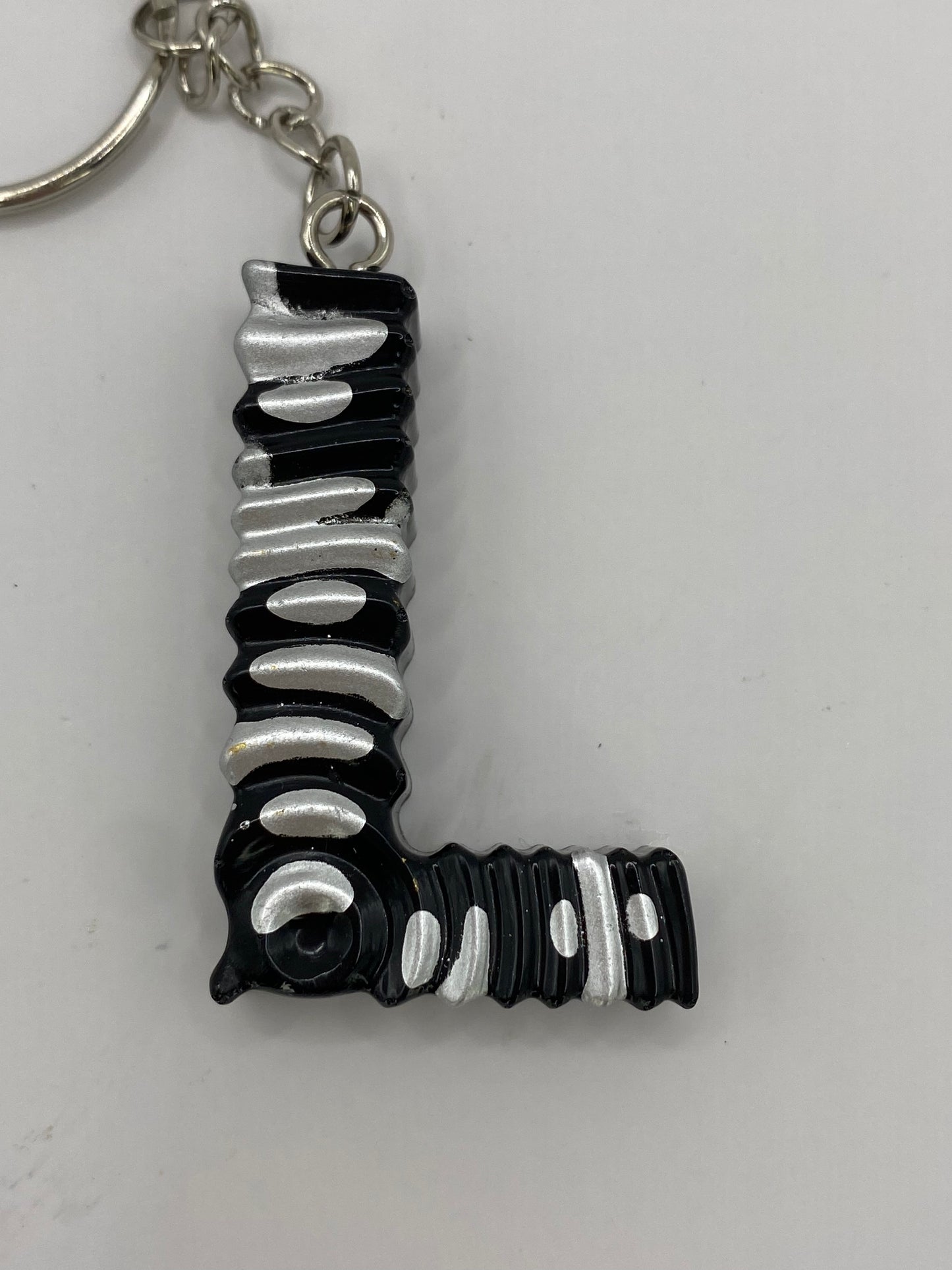 Black & Silver Ripple Letter Keychains