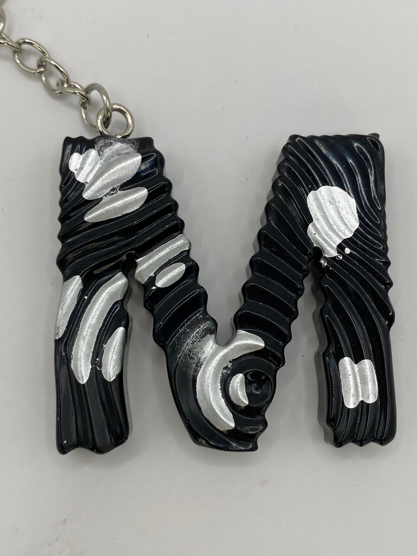Black & Silver Ripple Letter Keychains