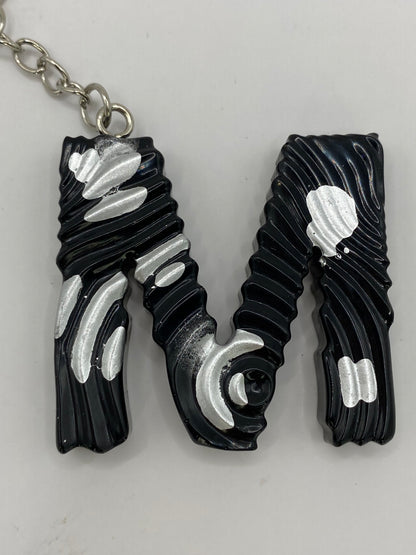 Black & Silver Ripple Letter Keychains