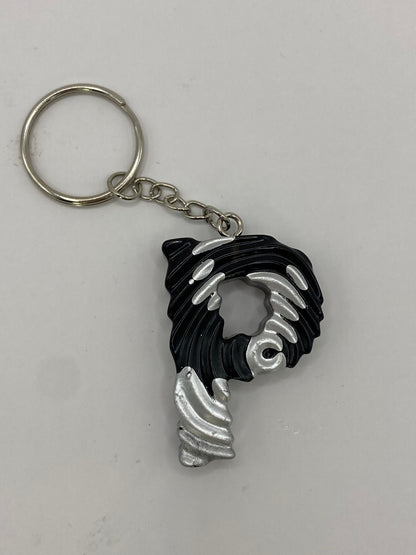 Black & Silver Ripple Letter Keychains