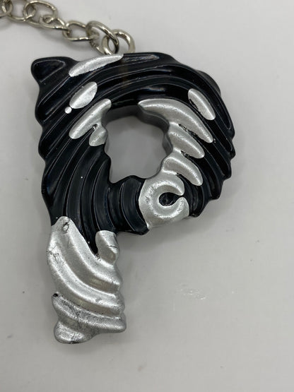 Black & Silver Ripple Letter Keychains