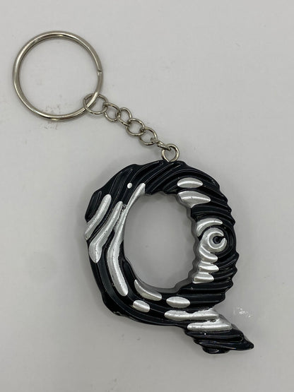 Black & Silver Ripple Letter Keychains