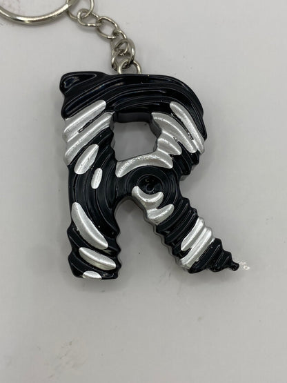 Black & Silver Ripple Letter Keychains
