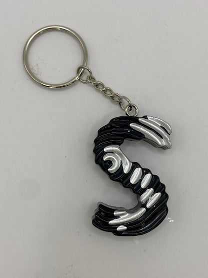 Black & Silver Ripple Letter Keychains