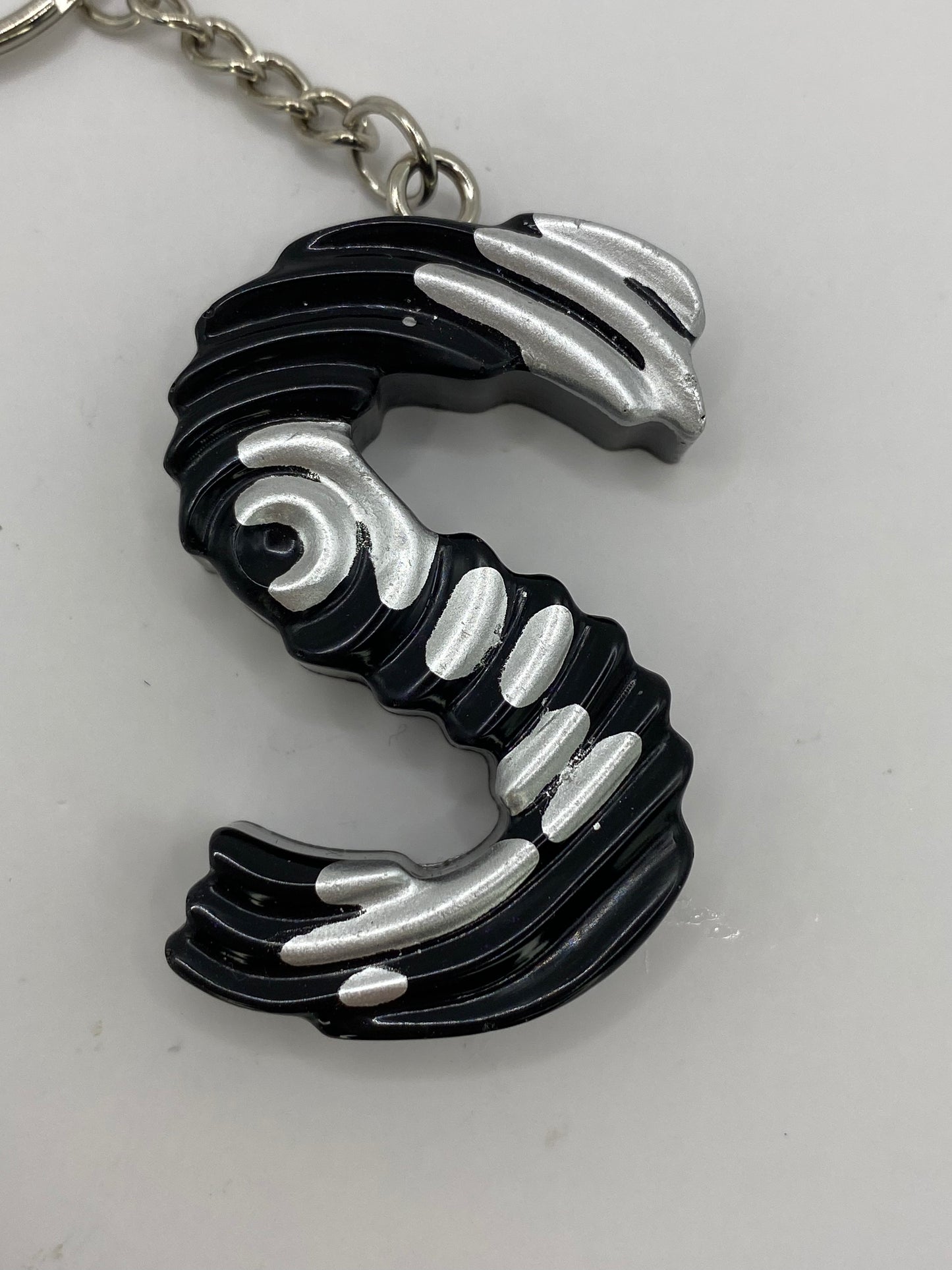Black & Silver Ripple Letter Keychains