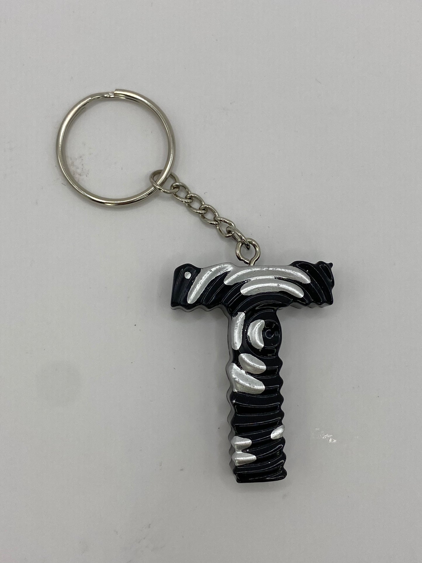 Black & Silver Ripple Letter Keychains