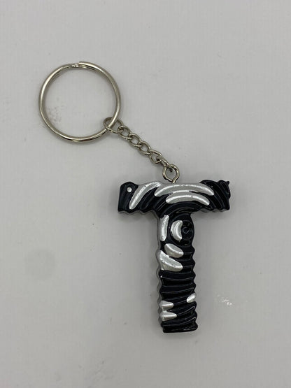 Black & Silver Ripple Letter Keychains