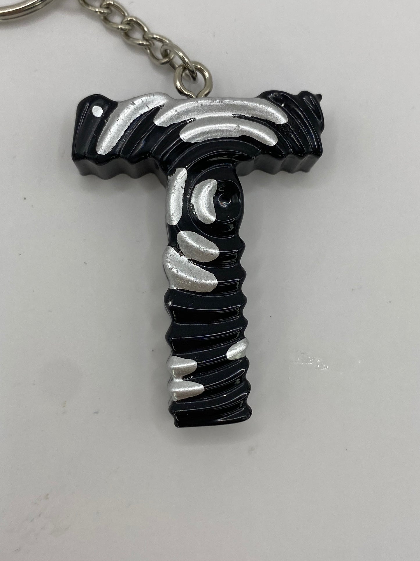 Black & Silver Ripple Letter Keychains