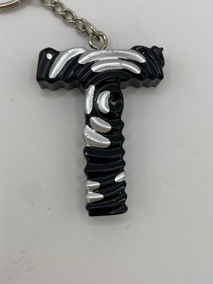 Black & Silver Ripple Letter Keychains