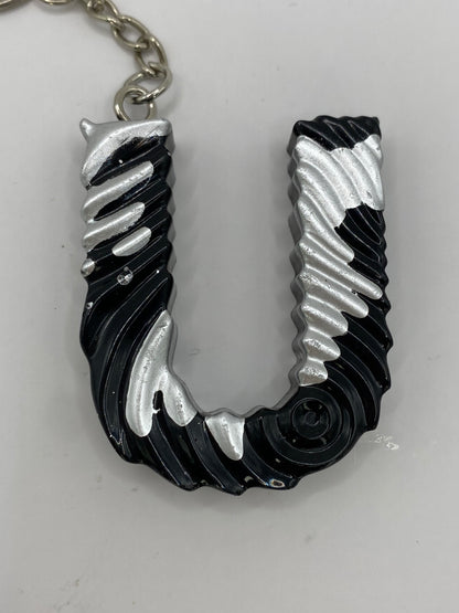 Black & Silver Ripple Letter Keychains