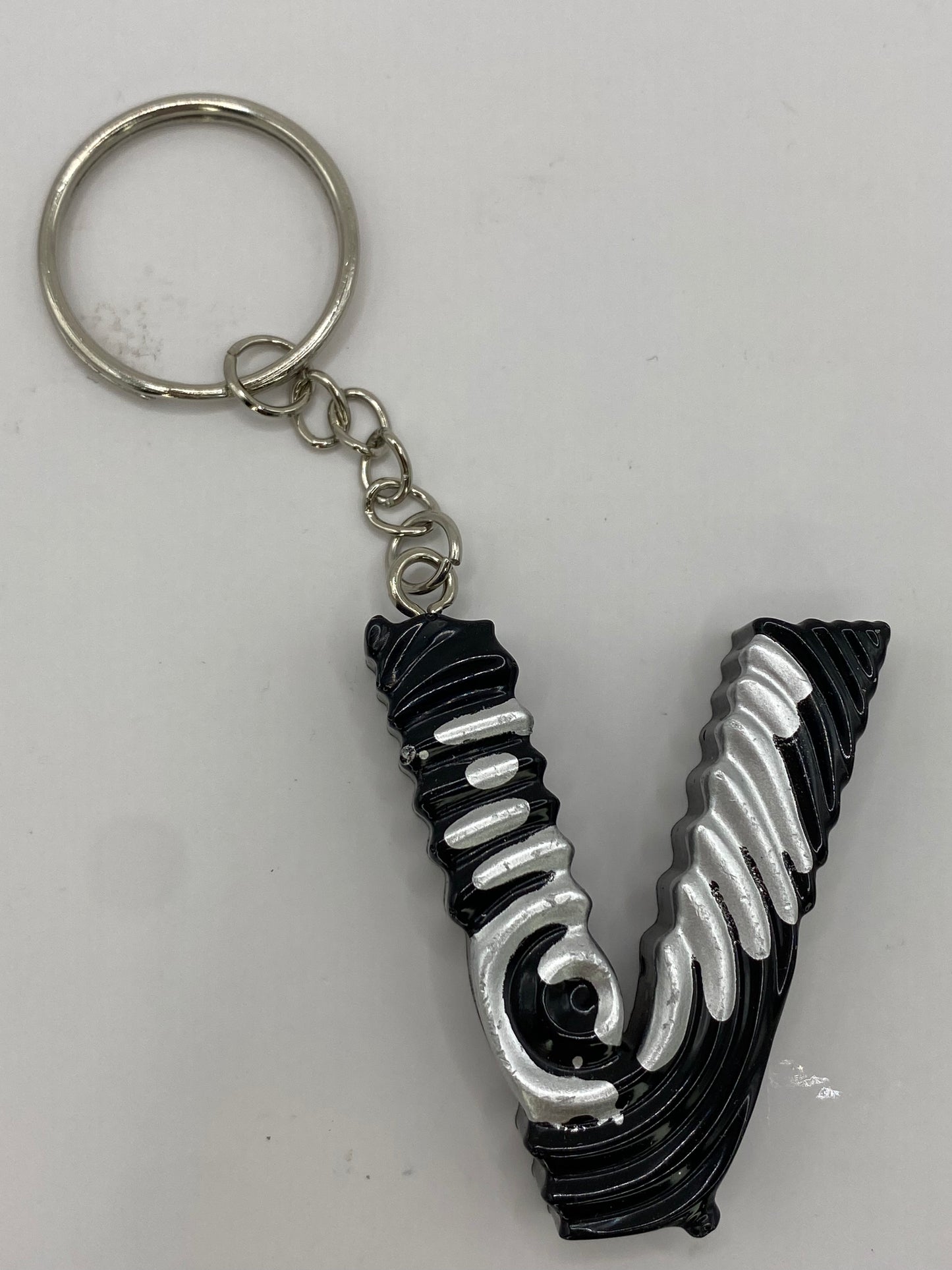 Black & Silver Ripple Letter Keychains