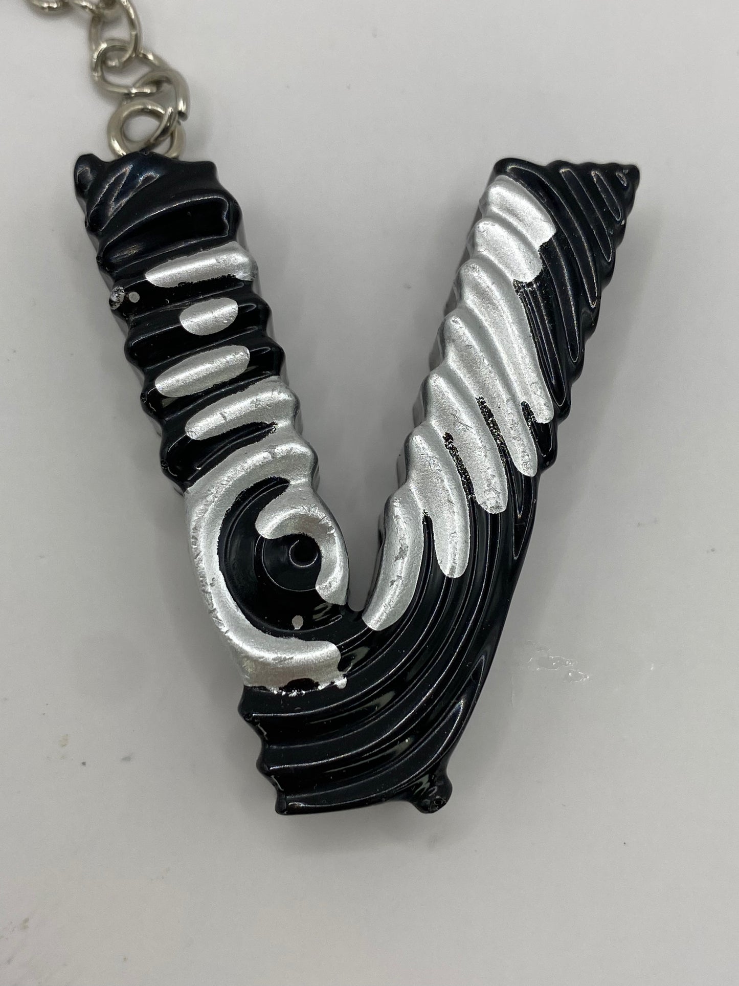 Black & Silver Ripple Letter Keychains