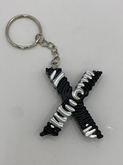 Black & Silver Ripple Letter Keychains