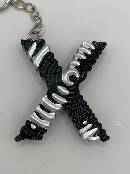 Black & Silver Ripple Letter Keychains