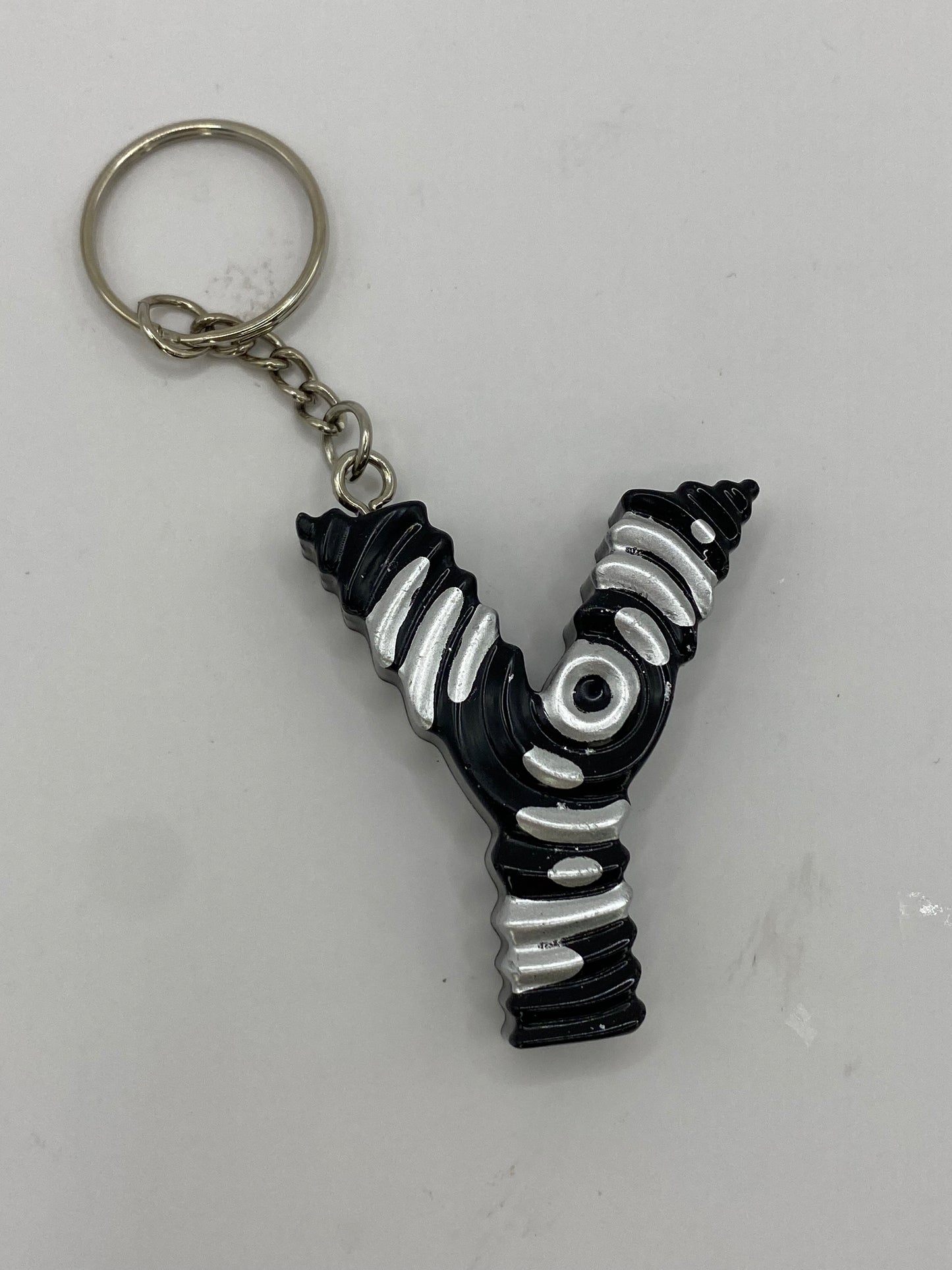 Black & Silver Ripple Letter Keychains