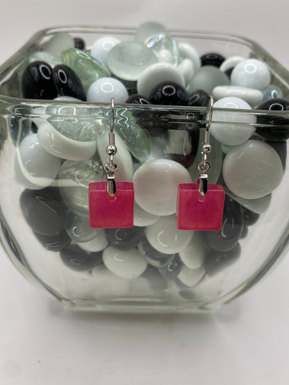 Rose Red Rectangle Earrings