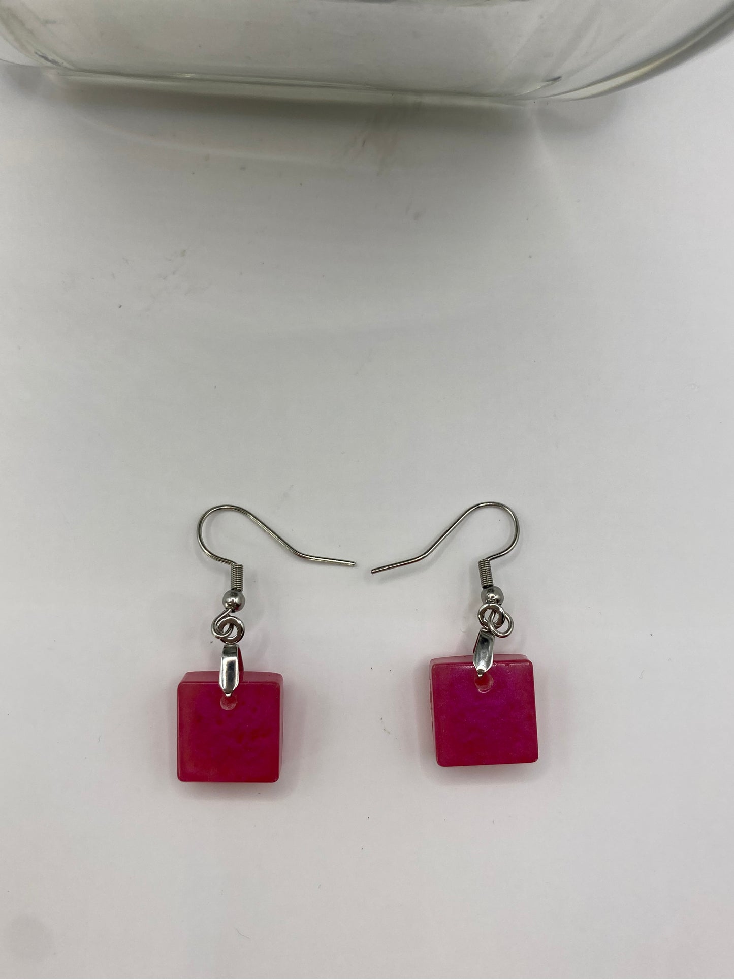 Rose Red Rectangle Earrings