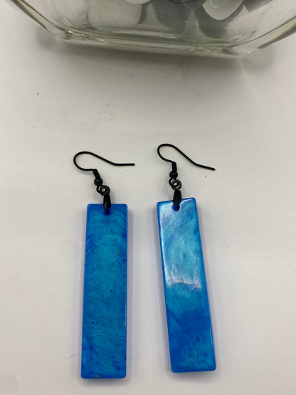 Sky Blue Rectangle Earrings