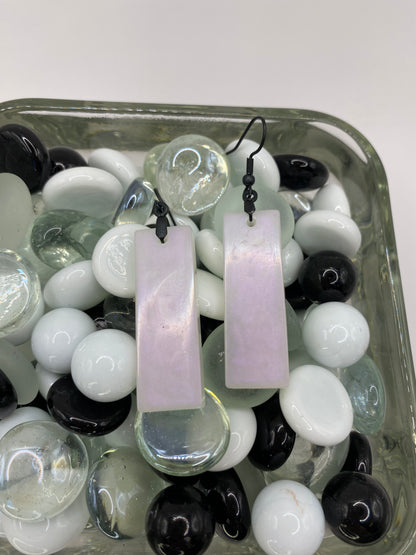 Iridescent Rectangle Earrings (Pink Tint)