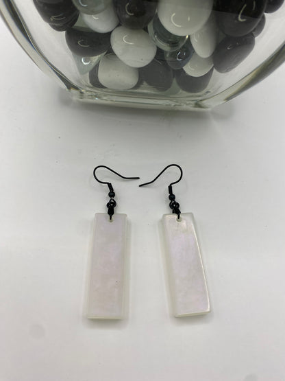 Iridescent Rectangle Earrings (Pink Tint)