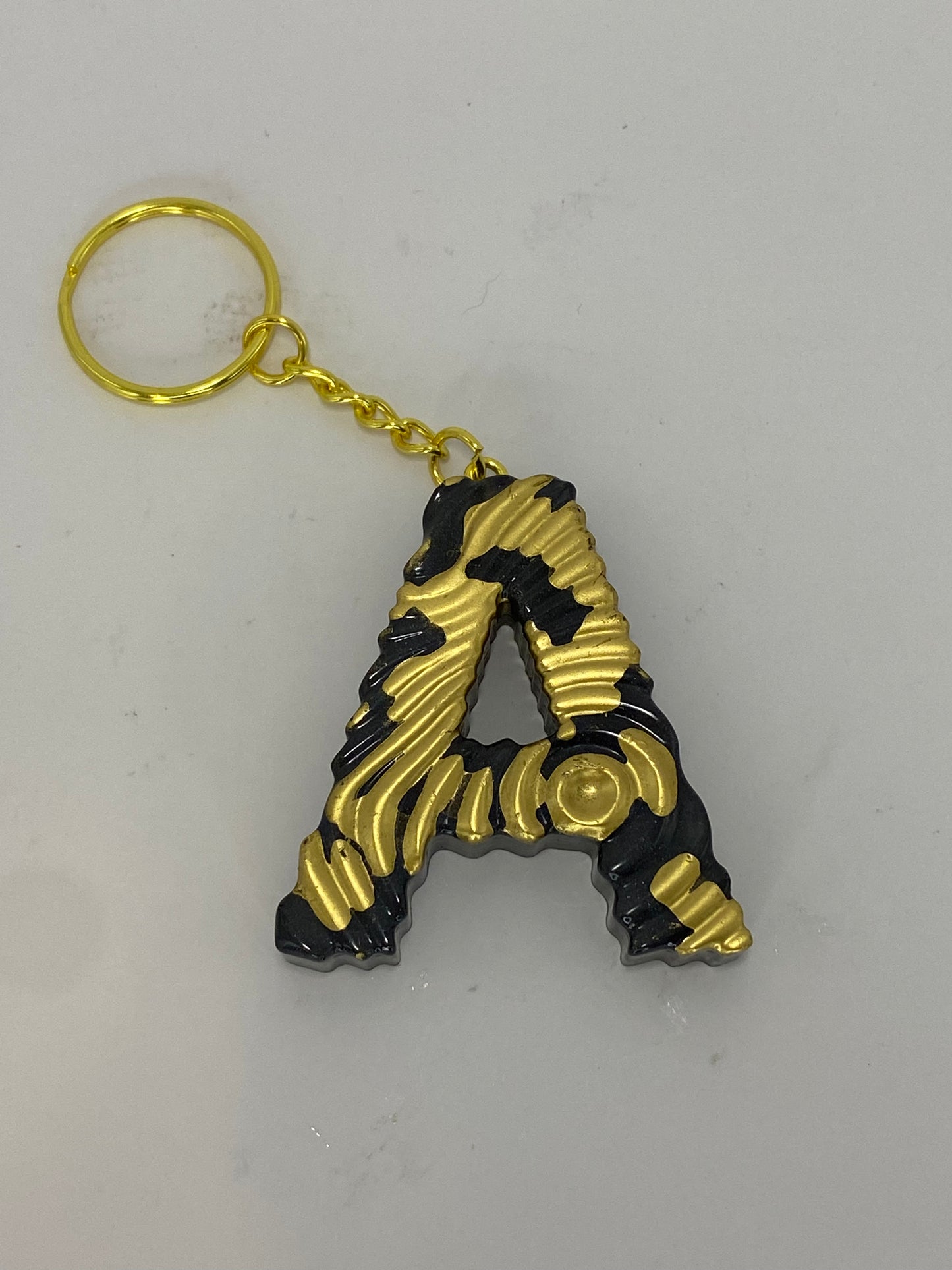 Black & Gold Ripple Letter Keychains
