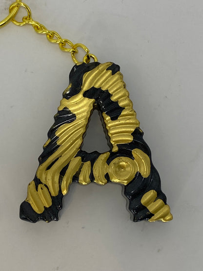Black & Gold Ripple Letter Keychains