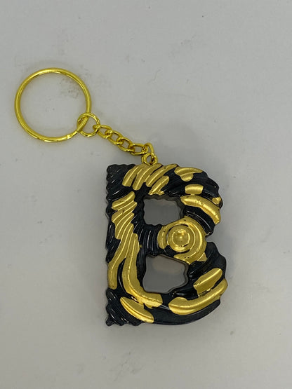 Black & Gold Ripple Letter Keychains