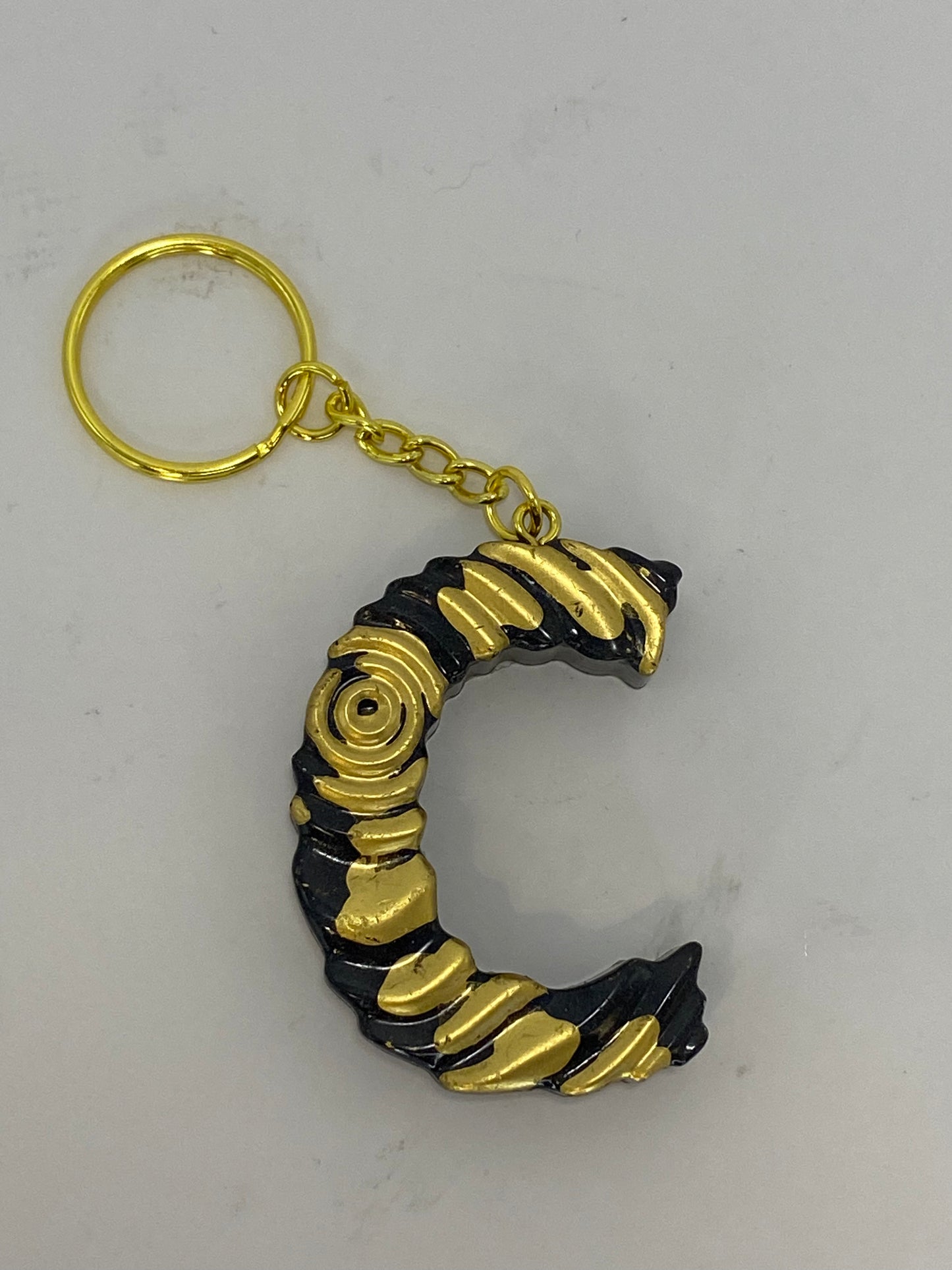 Black & Gold Ripple Letter Keychains