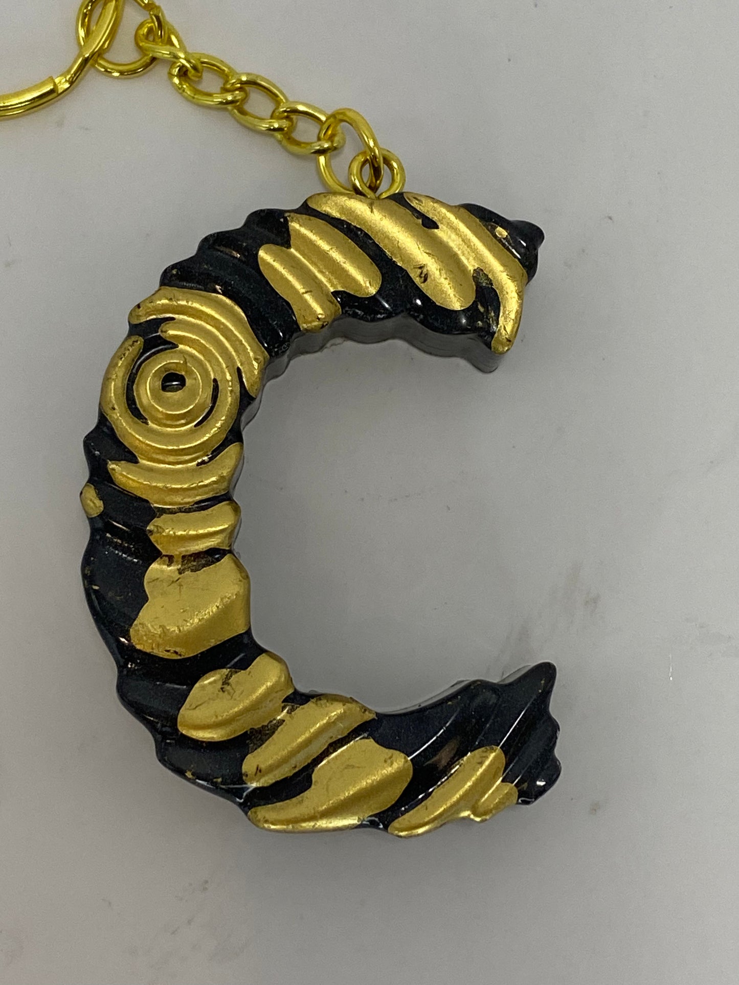 Black & Gold Ripple Letter Keychains