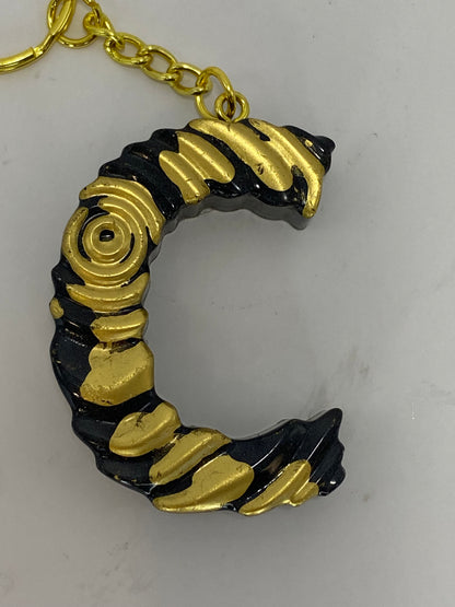 Black & Gold Ripple Letter Keychains