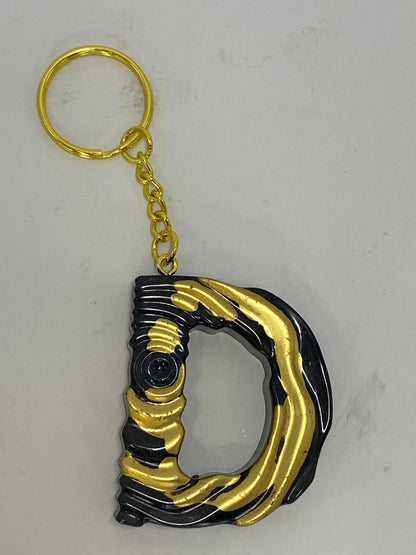 Black & Gold Ripple Letter Keychains