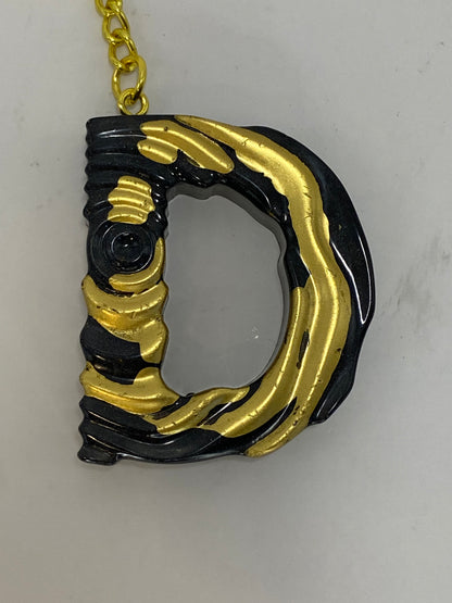 Black & Gold Ripple Letter Keychains
