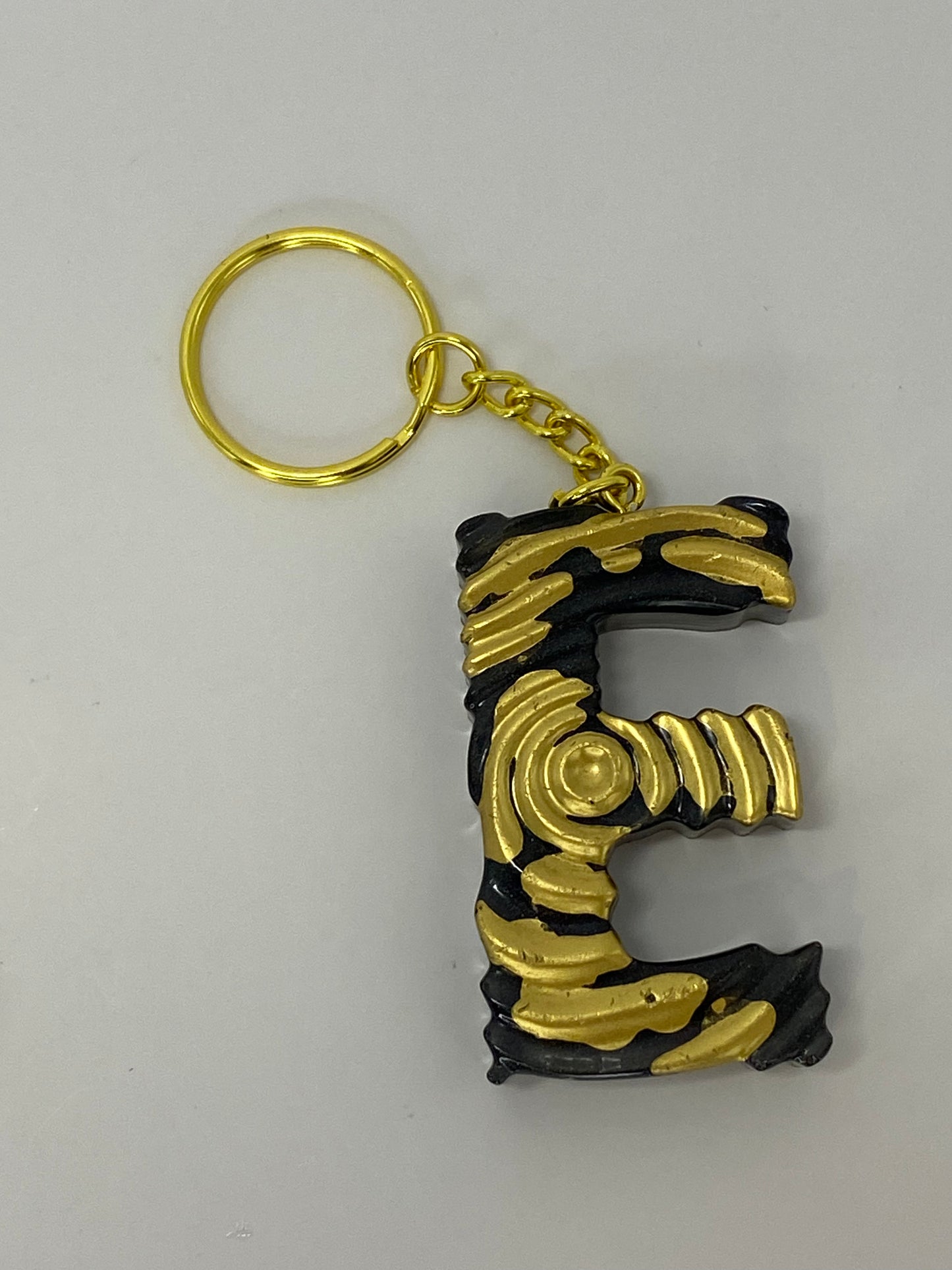 Black & Gold Ripple Letter Keychains