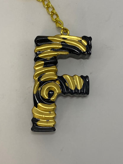 Black & Gold Ripple Letter Keychains