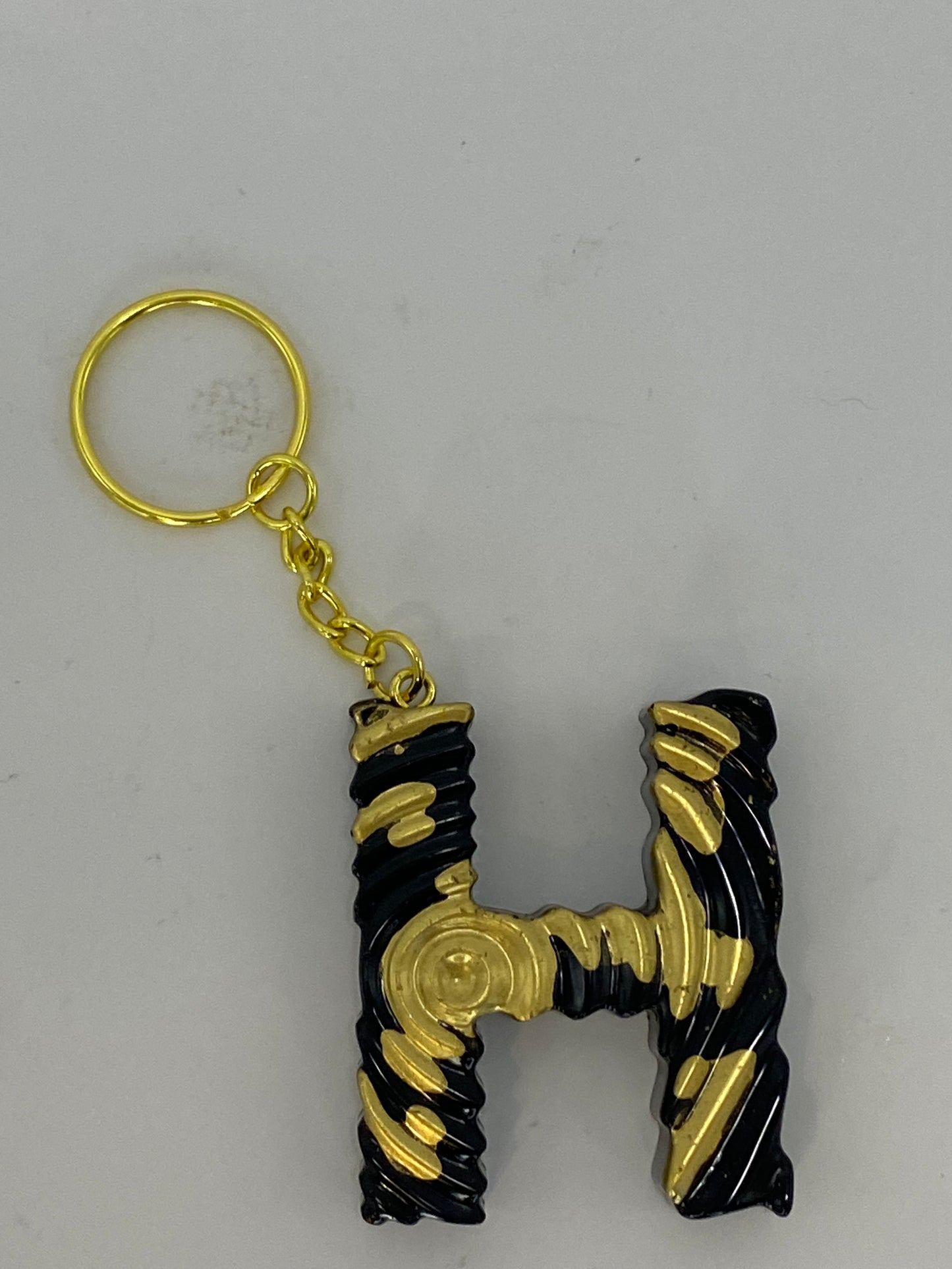 Black & Gold Ripple Letter Keychains