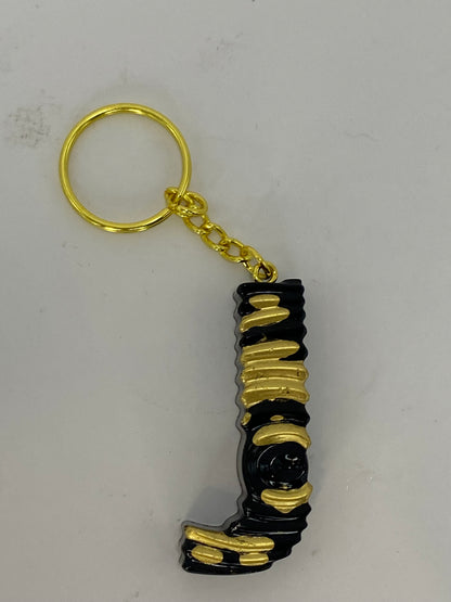 Black & Gold Ripple Letter Keychains