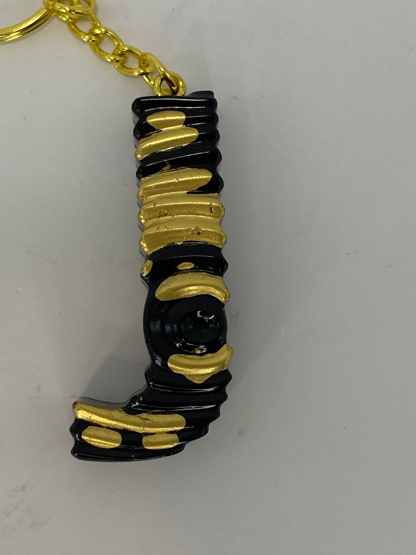 Black & Gold Ripple Letter Keychains