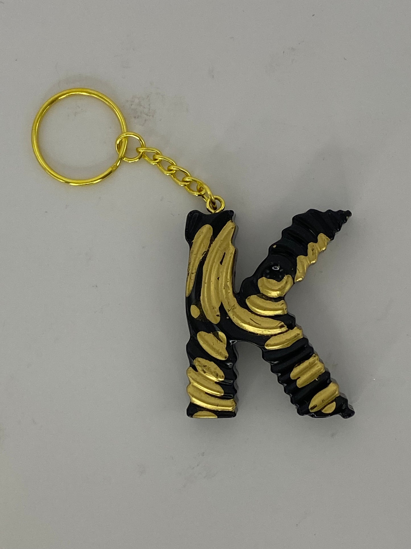 Black & Gold Ripple Letter Keychains