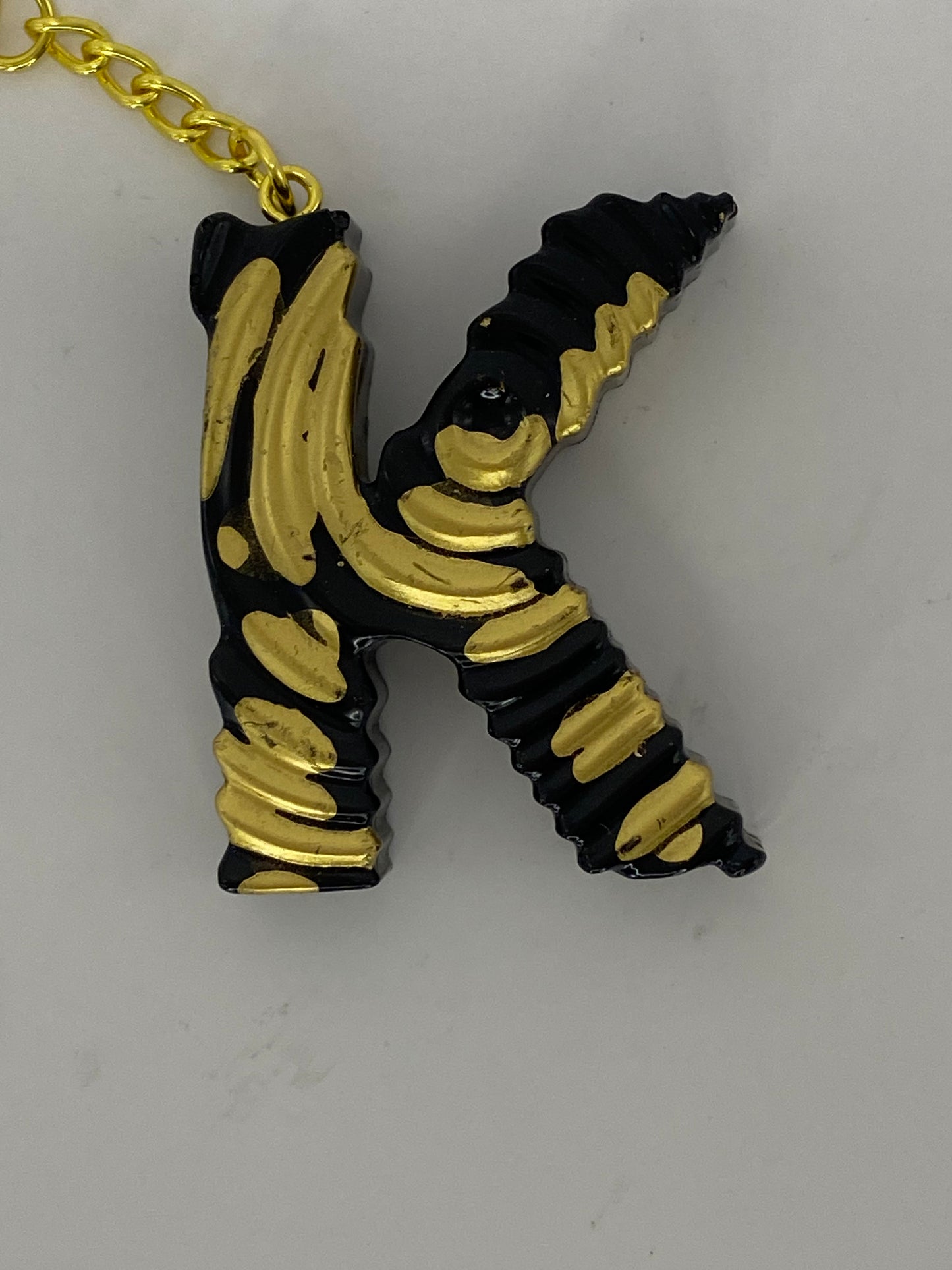 Black & Gold Ripple Letter Keychains