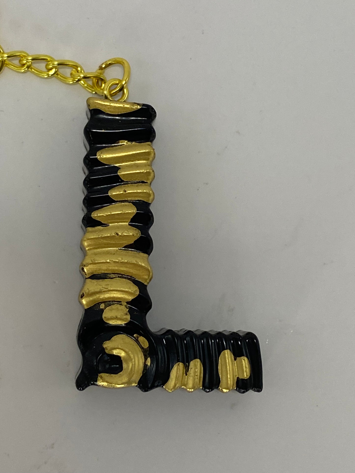 Black & Gold Ripple Letter Keychains