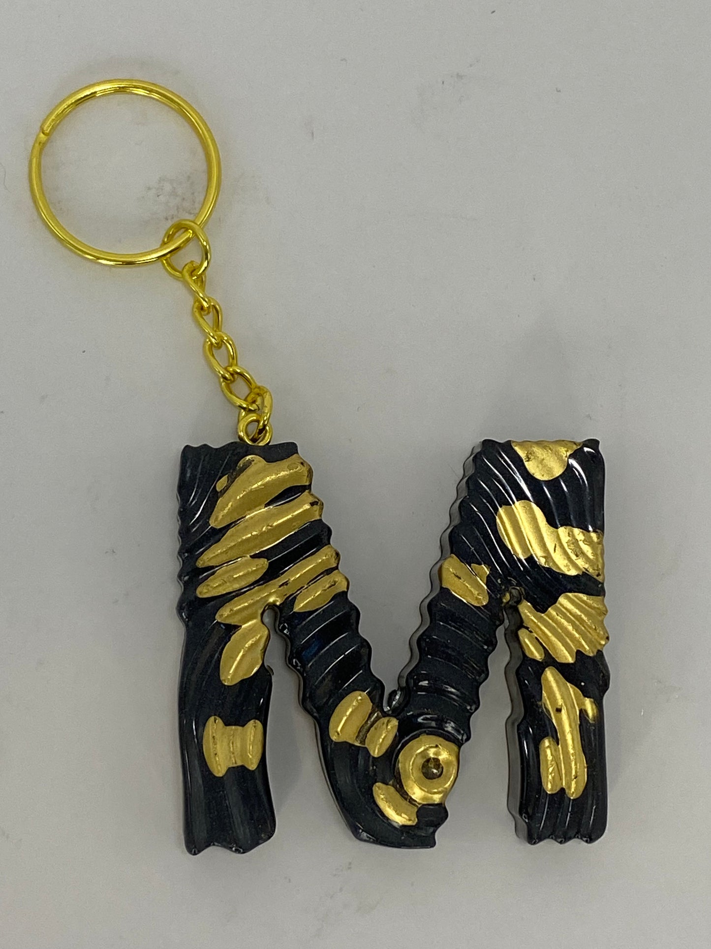 Black & Gold Ripple Letter Keychains