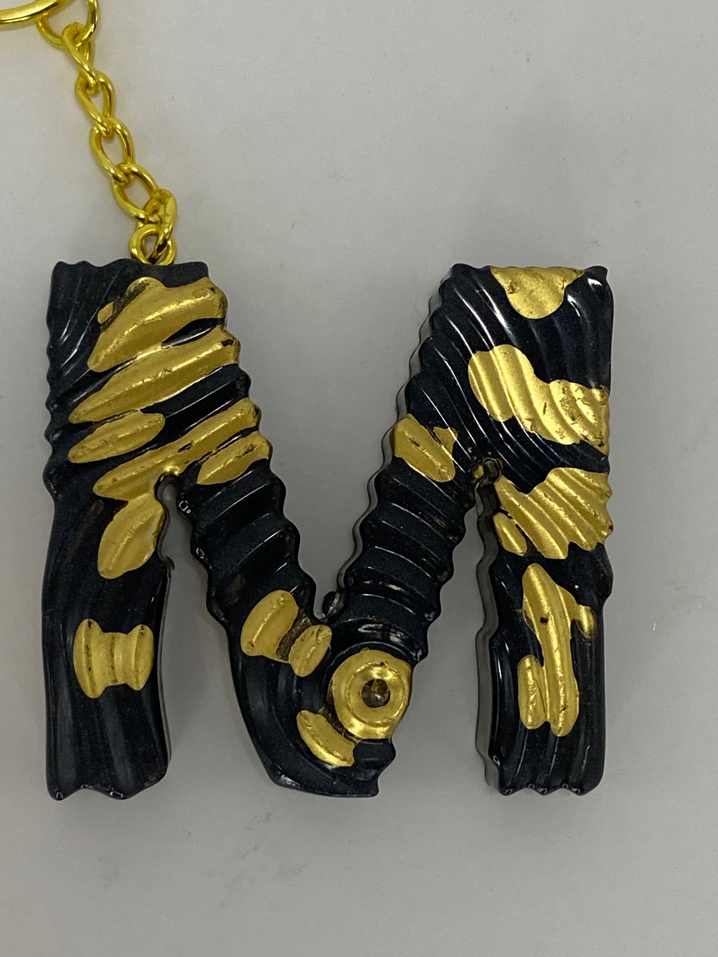 Black & Gold Ripple Letter Keychains