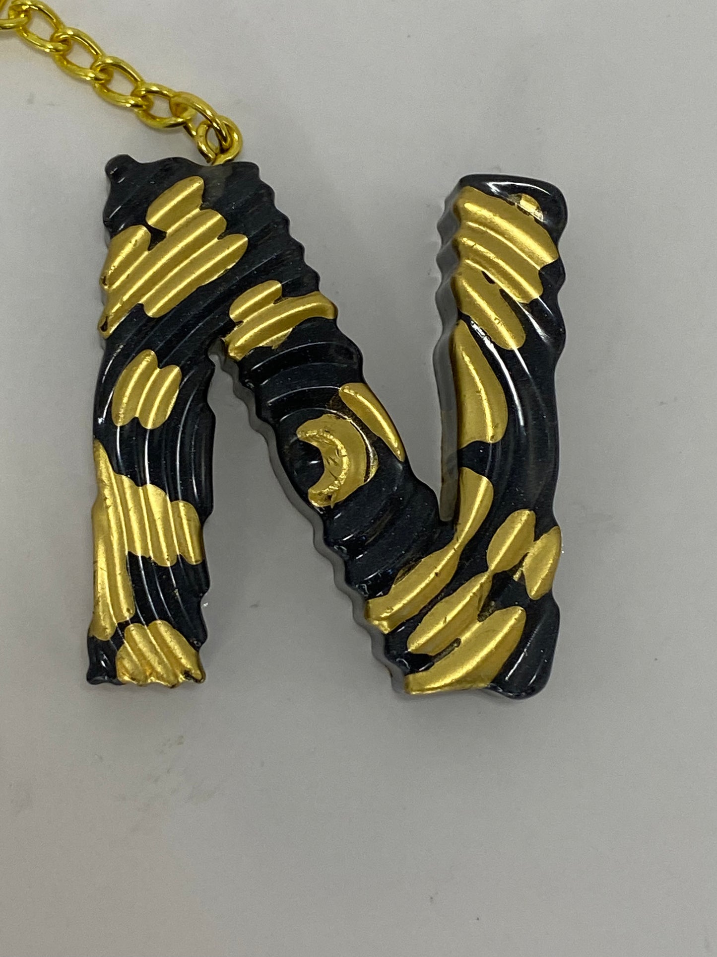 Black & Gold Ripple Letter Keychains