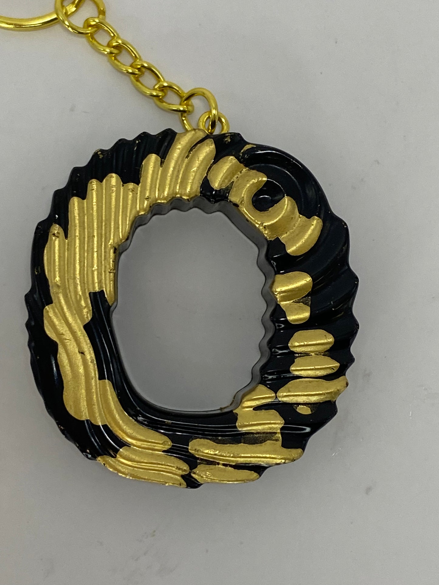 Black & Gold Ripple Letter Keychains