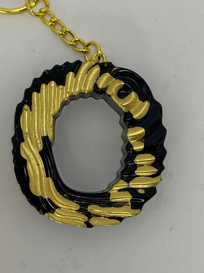 Black & Gold Ripple Letter Keychains