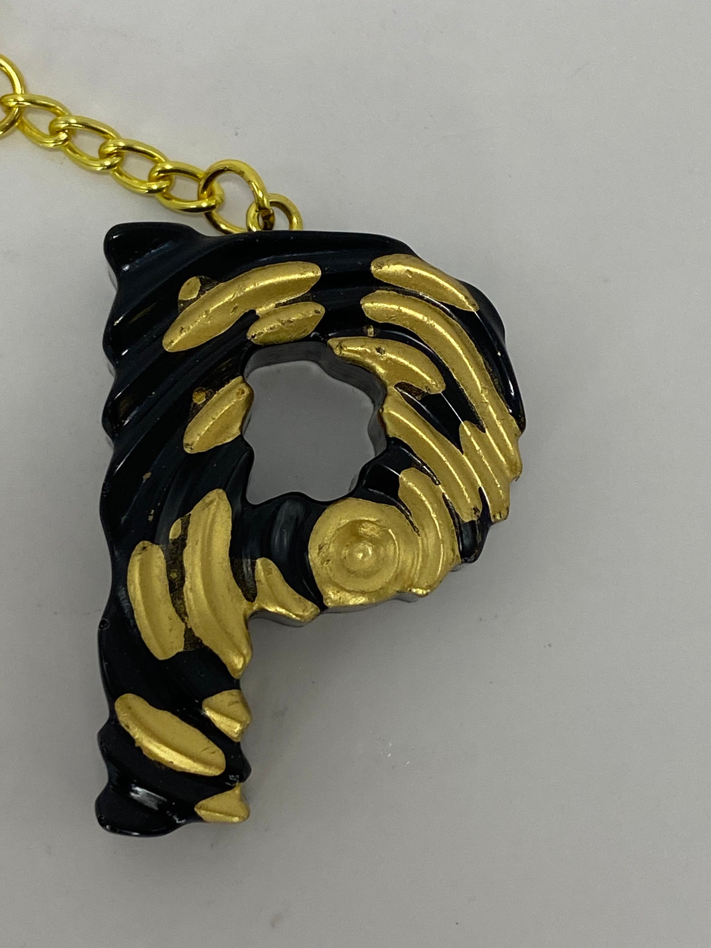Black & Gold Ripple Letter Keychains
