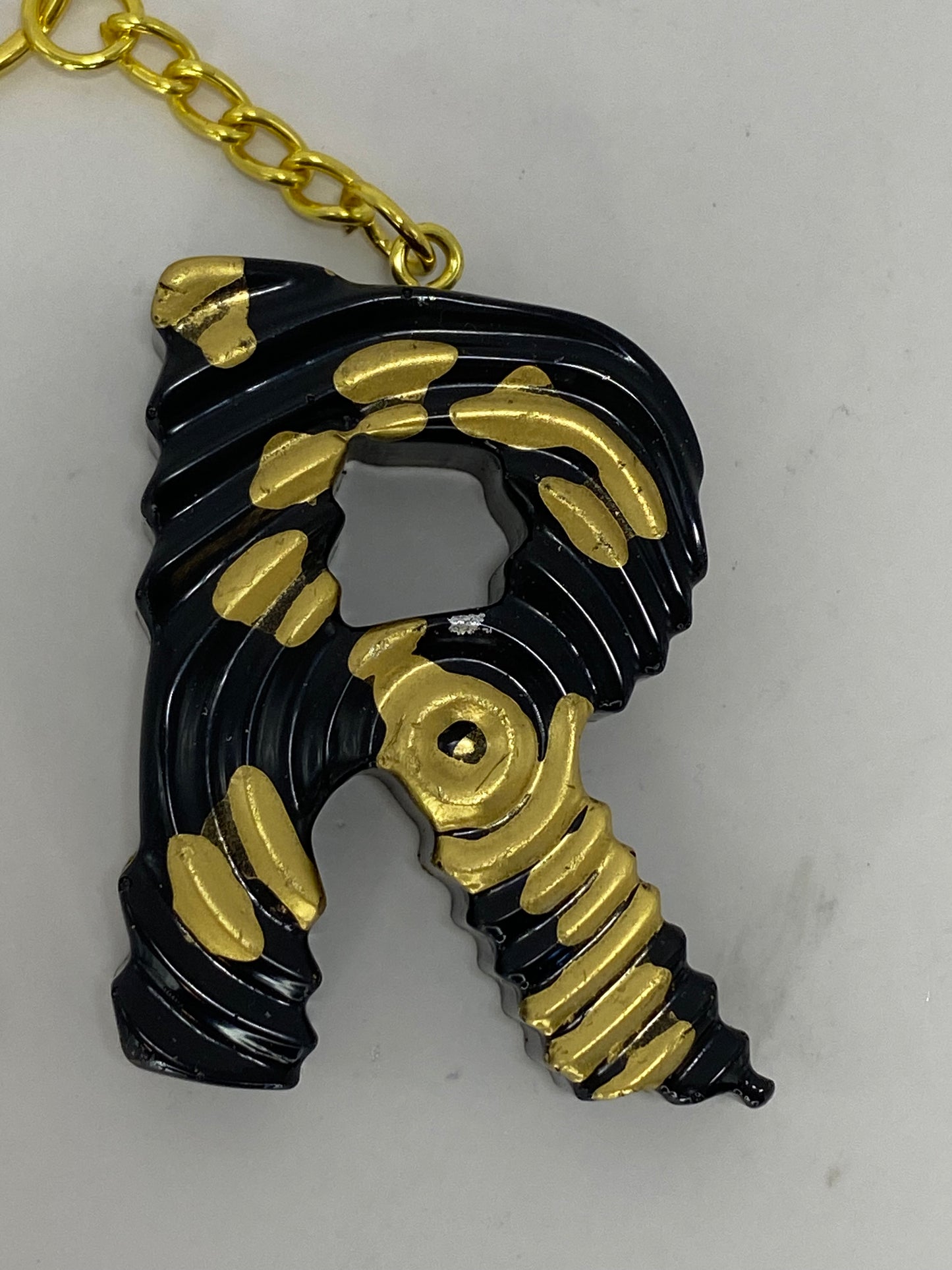Black & Gold Ripple Letter Keychains
