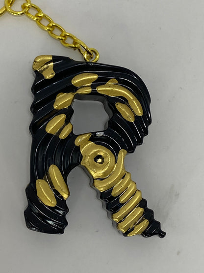 Black & Gold Ripple Letter Keychains