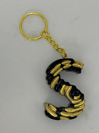 Black & Gold Ripple Letter Keychains