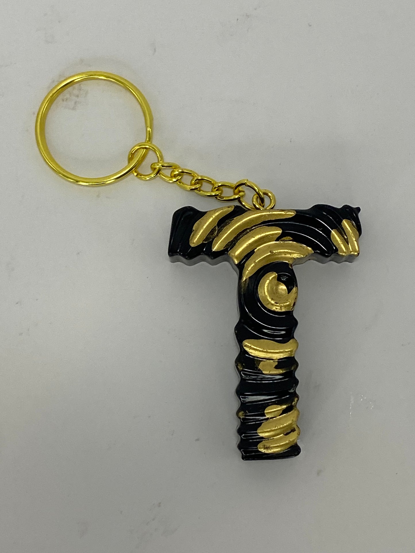 Black & Gold Ripple Letter Keychains
